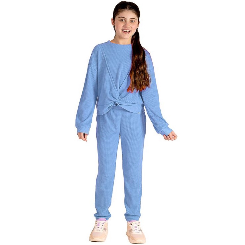 NWT ZeroXposur 2 piece cozy active knit top & jogger set bluebell size 5/6